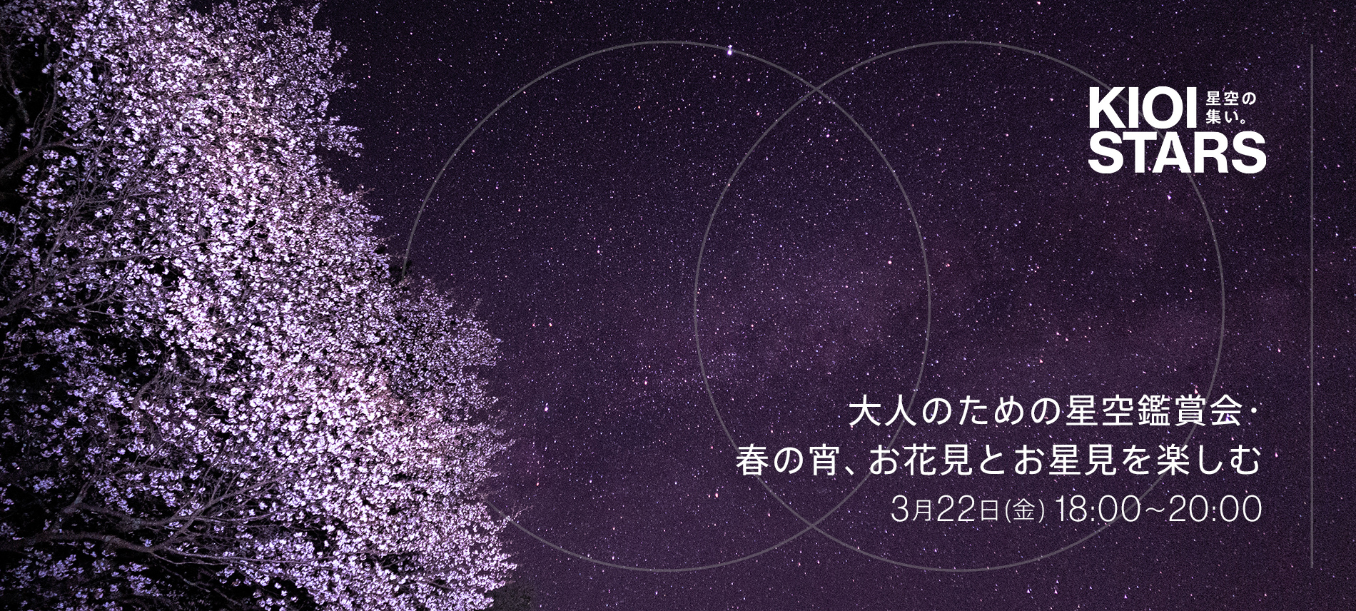 KIOI STARS 星空の集い。「大人のための星空鑑賞会・春の宵、お花見とお星見を楽しむ」