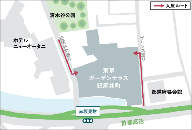 入庫ルートを示す図