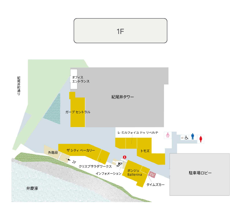 1F 弁慶濠テラスの地図